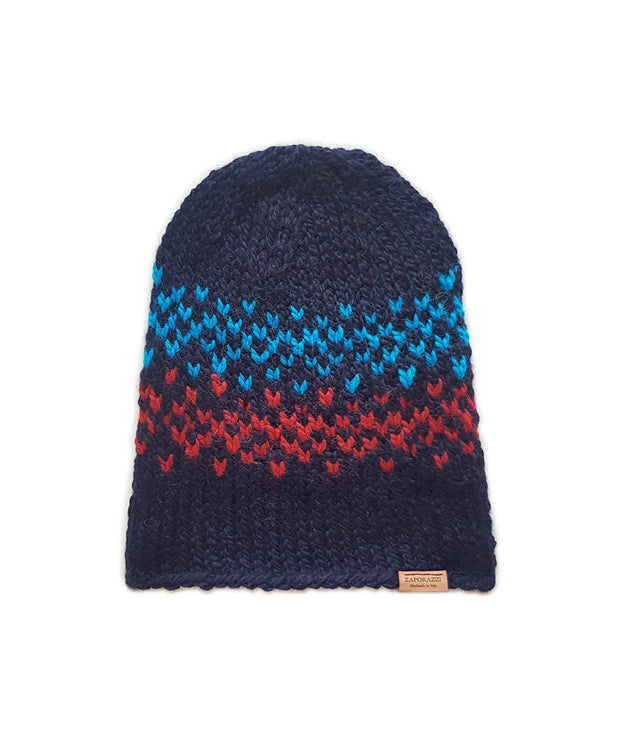 Italian Hand Knit Indigo Beanie Hat